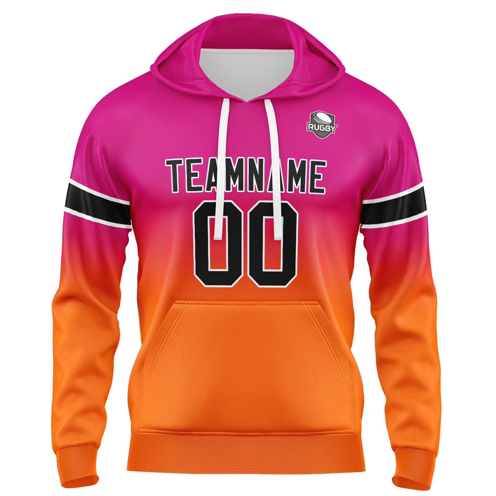 Sudadera con capucha degradada personalizada para hombre-mujer-niña o niño Estampa tu logotipo-nombre o número en rosa y naranja