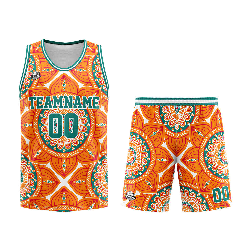 Uniforme de baloncesto naranja personalizado con tu logotipo-nombre y número impresos