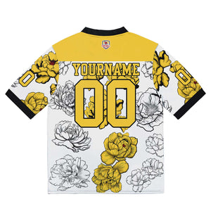 Camiseta de fútbol personalizada con nombre y número del equipo bordados-color blanco y amarillo