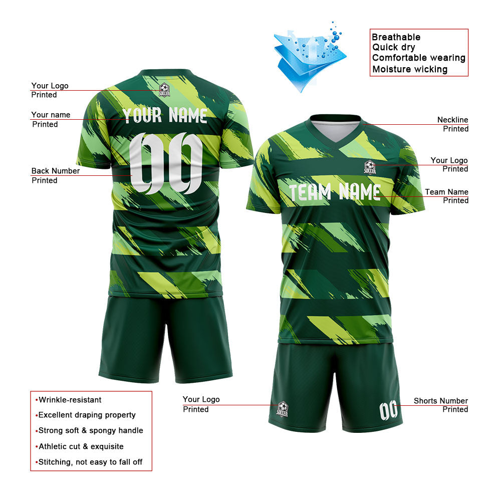 custom soccer uniform jersey kids adults personalized set jersey shirt green