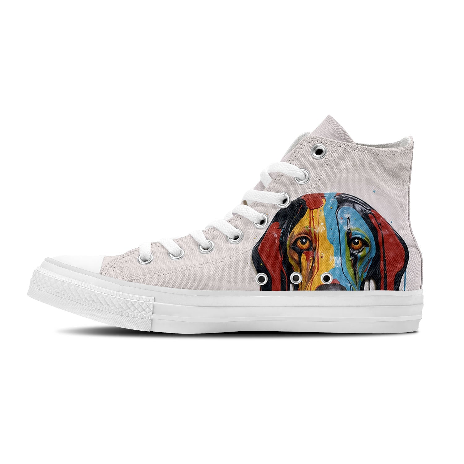 Drip Paws: Zapatillas unisex de lona de media caña: camina con elegancia y estilo con diseños de perros con efecto goteo para hombres y mujeres