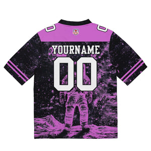 Camiseta de fútbol personalizada con nombre y número del equipo bordados-color negro y rosa