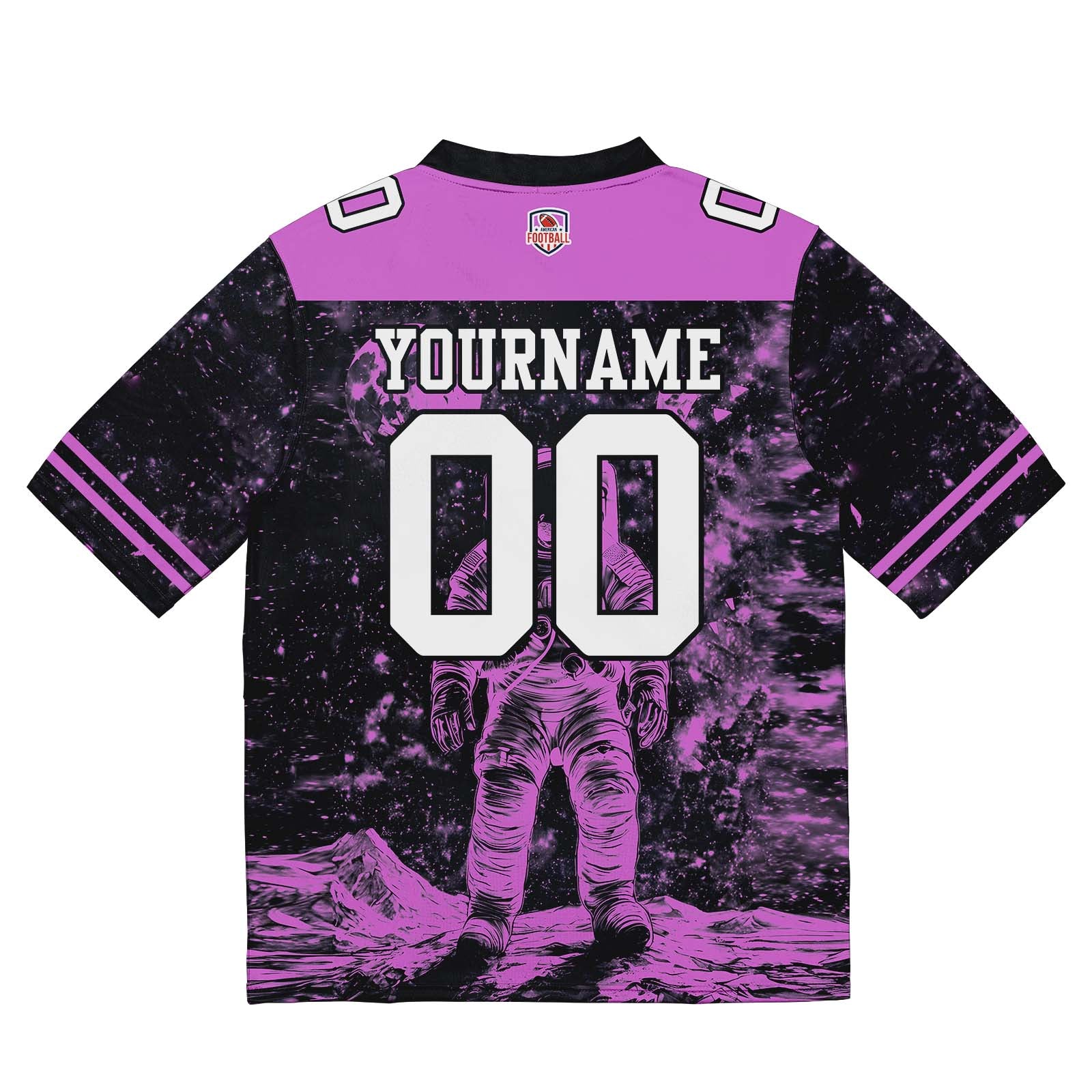 Camiseta de fútbol personalizada con nombre y número del equipo bordados-color negro y rosa