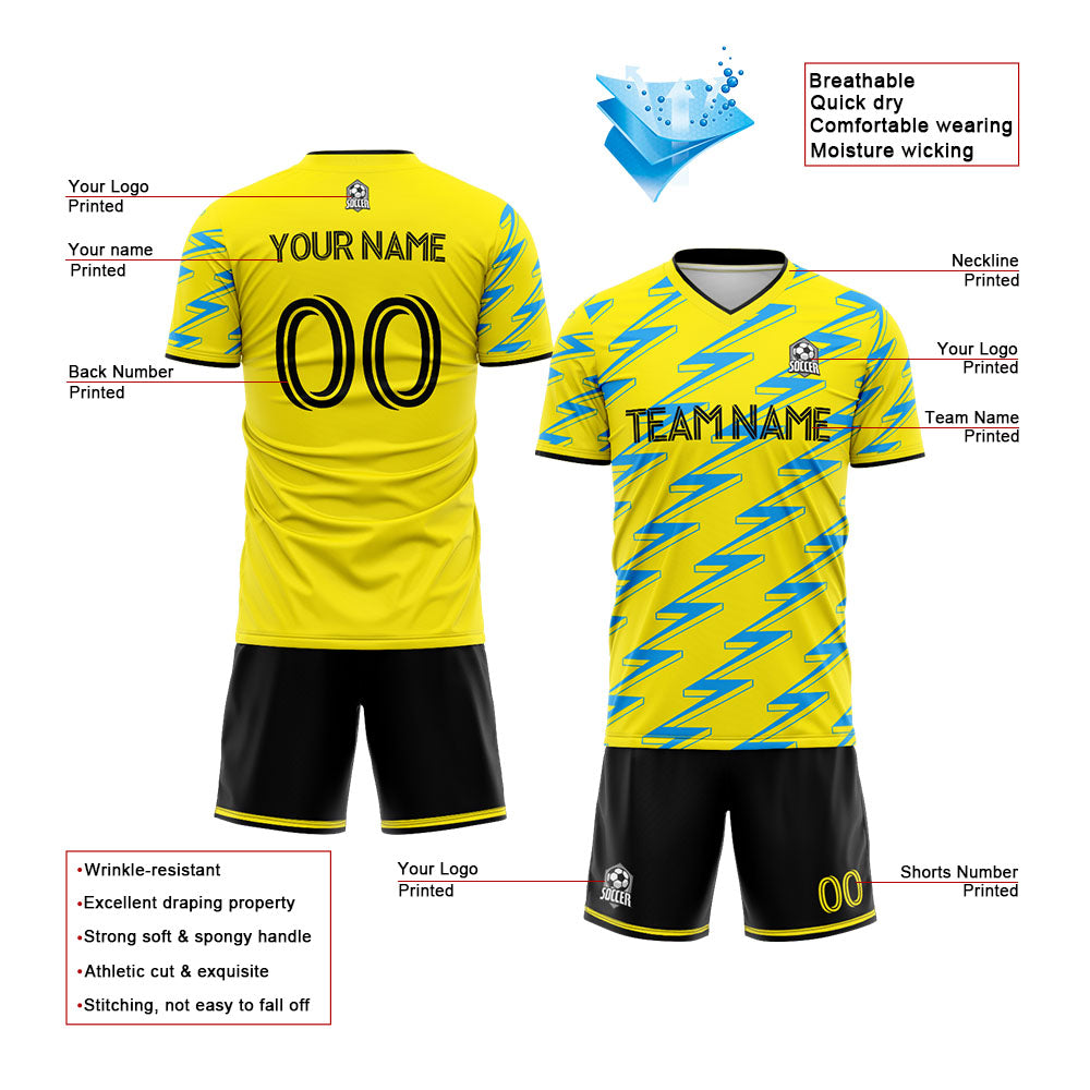 custom soccer uniform jersey kids adults personalized set jersey shirt yellow