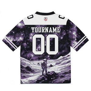 Camiseta de fútbol personalizada con nombre y número del equipo bordados-color negro y morado