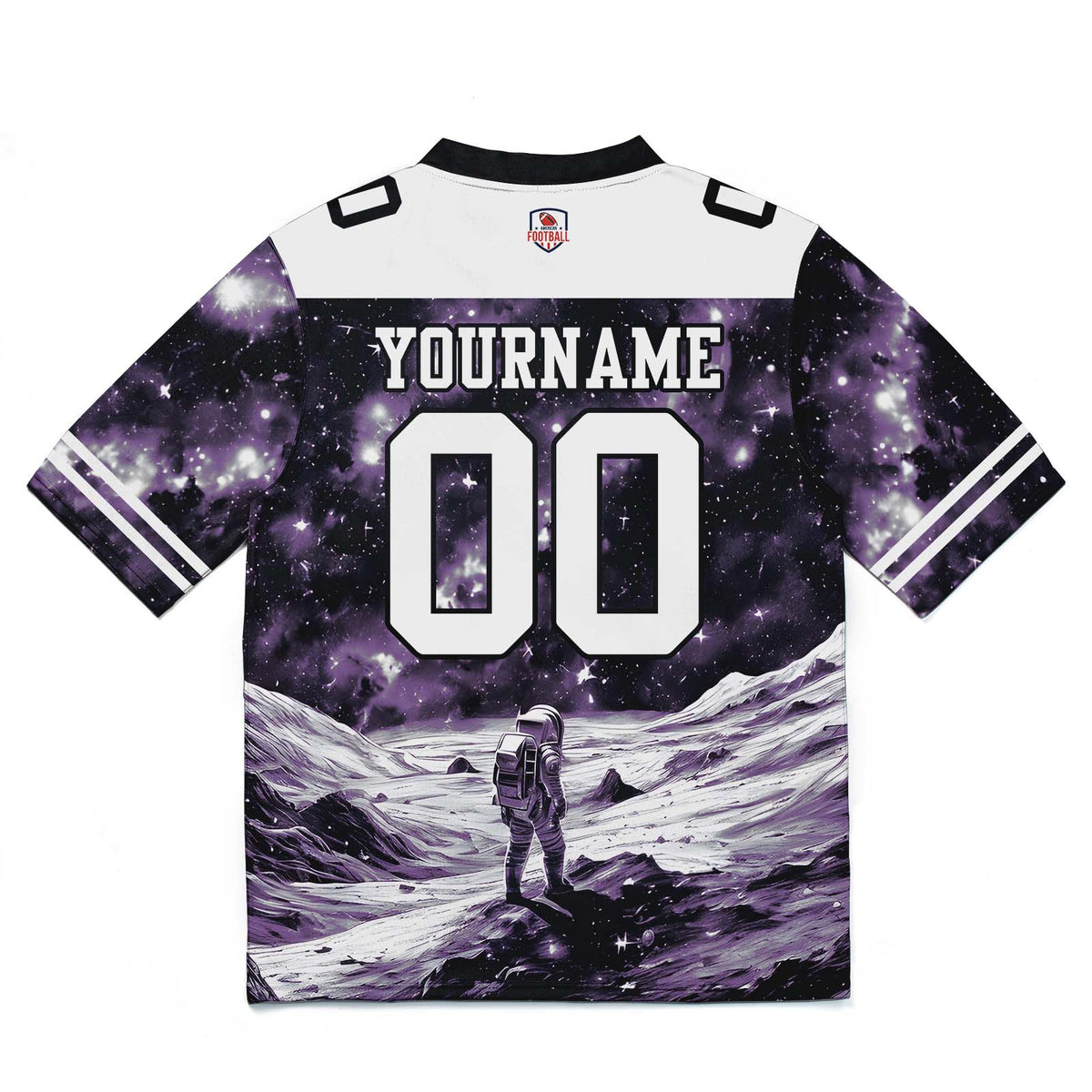 Camiseta de fútbol personalizada con nombre y número del equipo bordados-color negro y morado