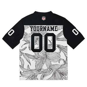 Camiseta de fútbol personalizada con nombre y número del equipo impresos y bordados-en blanco y negro