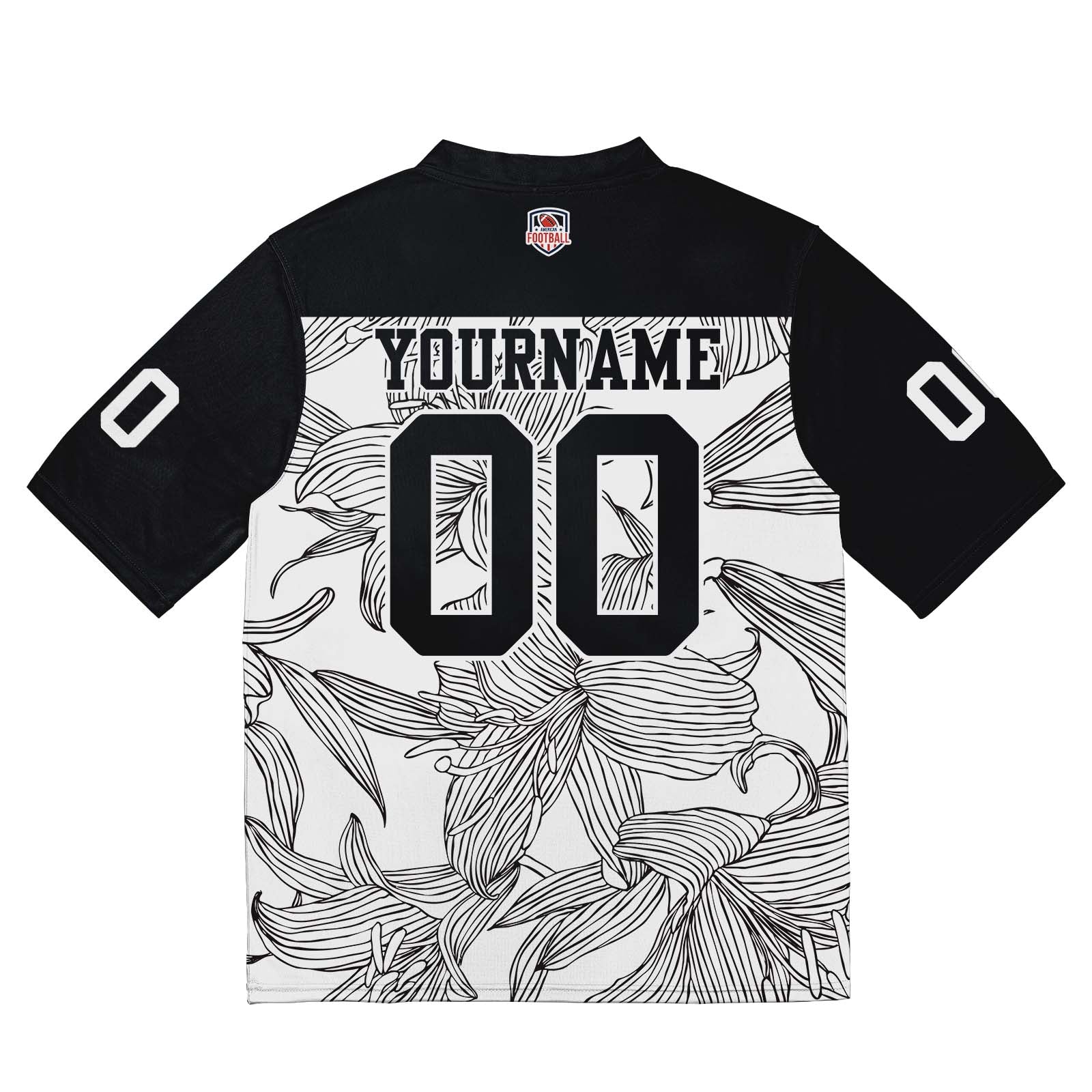 Camiseta de fútbol personalizada con nombre y número del equipo impresos y bordados-en blanco y negro