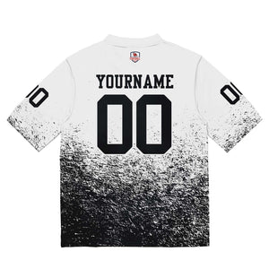 Camiseta de fútbol personalizada con nombre y número del equipo impresos y bordados-color blanco y negro