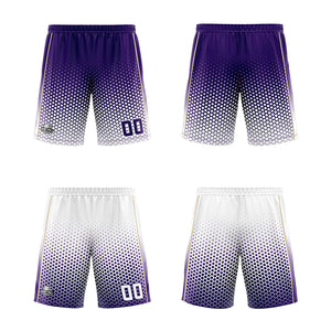 Traje de baloncesto reversible morado y blanco personalizado para adultos y niños