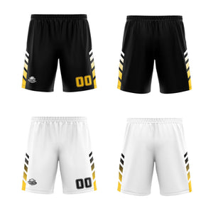 Traje de baloncesto reversible personalizado en negro-blanco y amarillo para adultos y niños