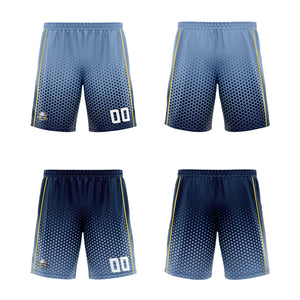 Traje de baloncesto reversible personalizado en azul marino y amarillo para adultos y niños