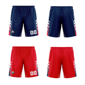 Traje de baloncesto reversible azul marino-rojo y blanco personalizado para adultos y niños