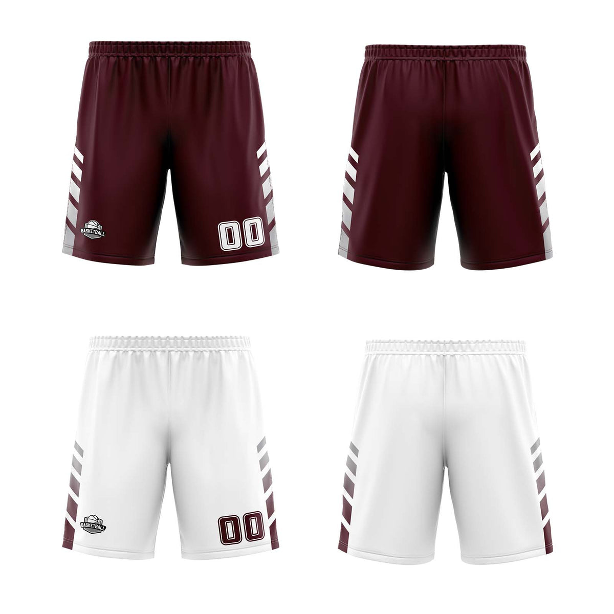 Traje de baloncesto reversible personalizado en carmesí-blanco y gris para adultos y niños