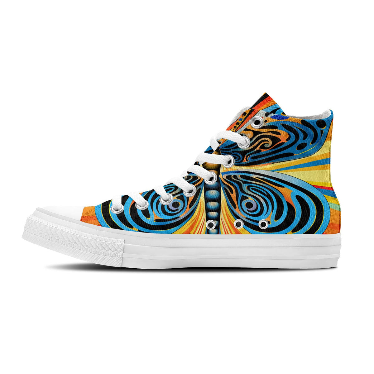 Ballet Mariposa: Zapatillas unisex de media caña de lona -Baila con elegancia artística con diseños de mariposas Op Art para hombres y mujeres
