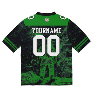 Camiseta de fútbol personalizada con nombre y número del equipo bordados-color negro y verde