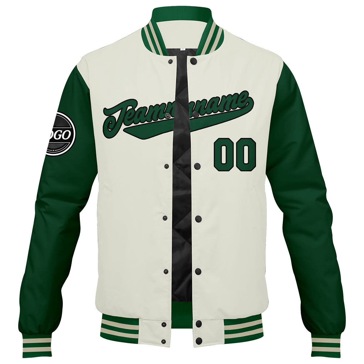 Chaqueta universitaria personalizada estilo Letterman para hombres-mujeres y jóvenes-color verde crema