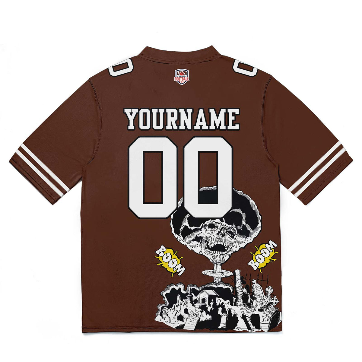 Camiseta de fútbol personalizada con nombre y número del equipo impresos y bordados-color marrón