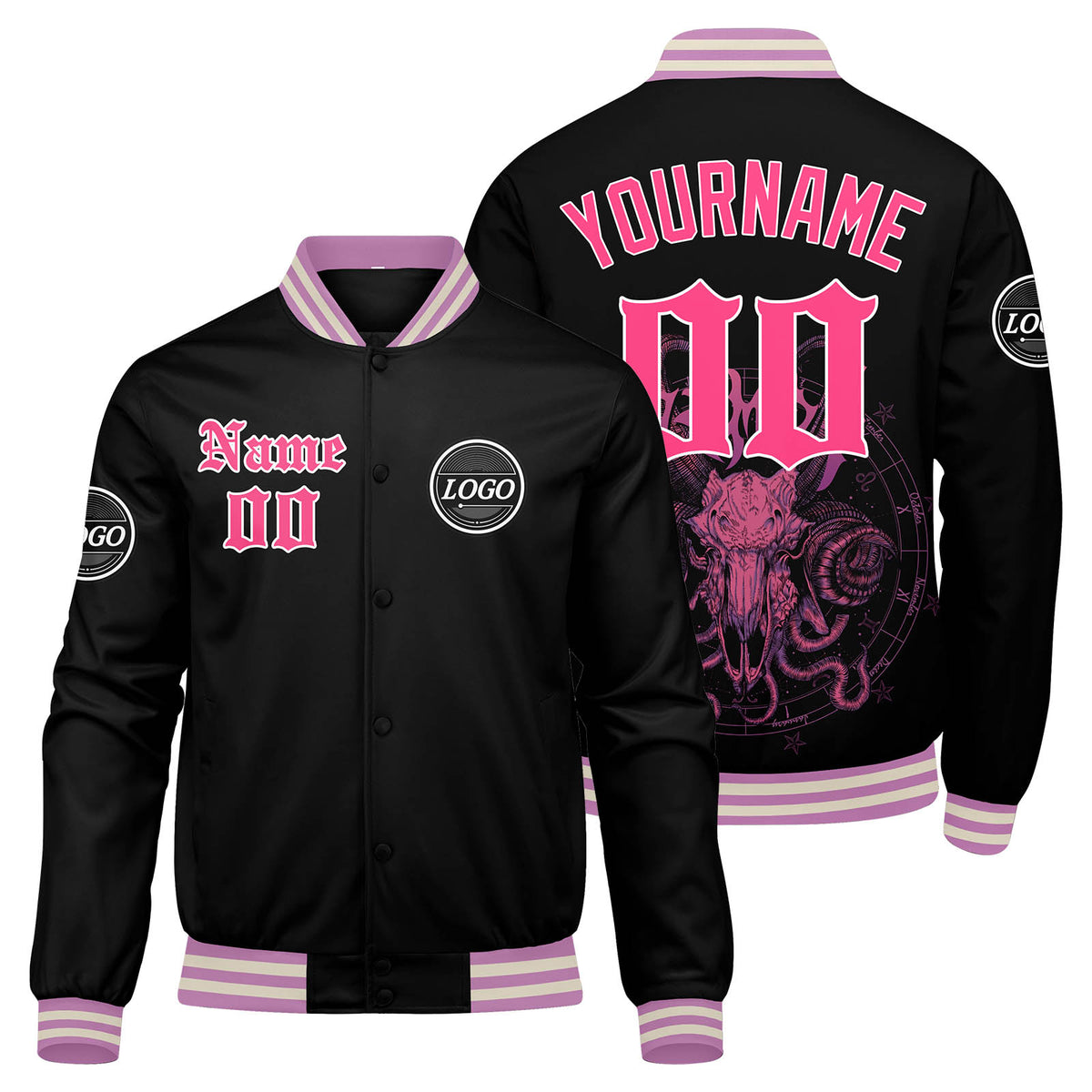 Chaqueta universitaria personalizada estilo Letterman para hombres-mujeres y jóvenes-color rosa