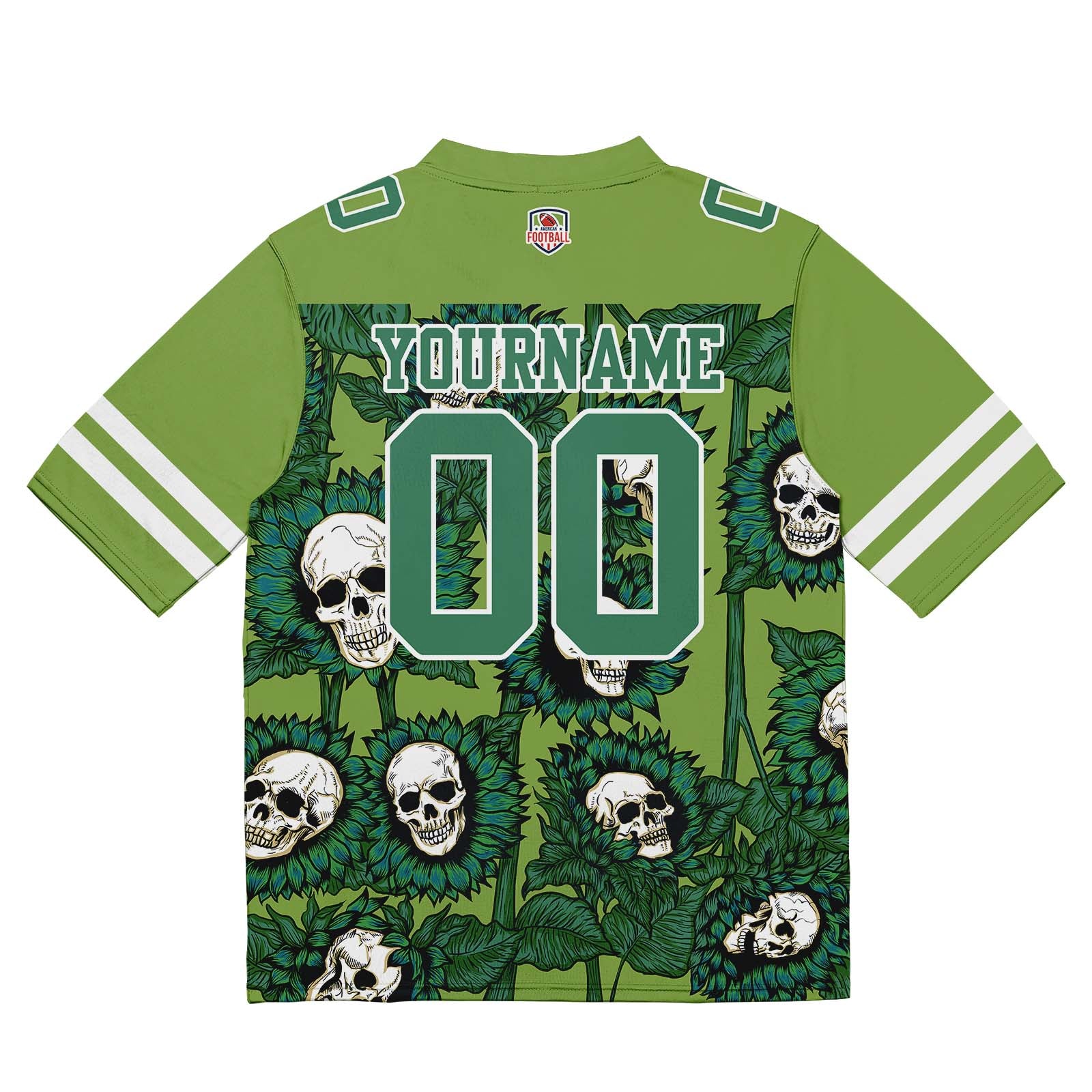 Camiseta de fútbol personalizada con nombre y número del equipo bordados a mano -Verde girasol
