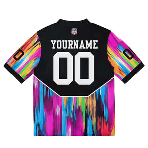 Camiseta de fútbol personalizada con nombre y número del equipo bordados-color blanco-negro y rosa