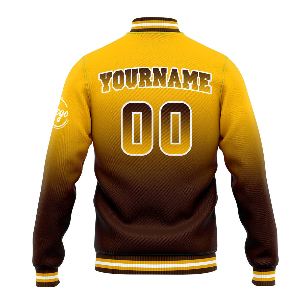 Chaqueta universitaria personalizada estilo Letterman para hombres-mujeres y jóvenes-color amarillo y marrón