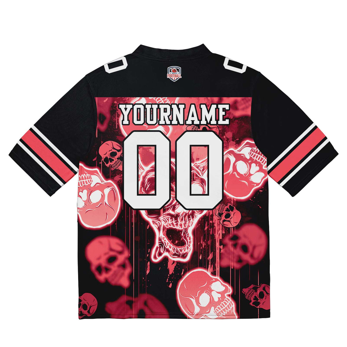 Camiseta de fútbol personalizada con nombre y número del equipo bordados y estampados-estilo grafiti con calavera -Rojo claro