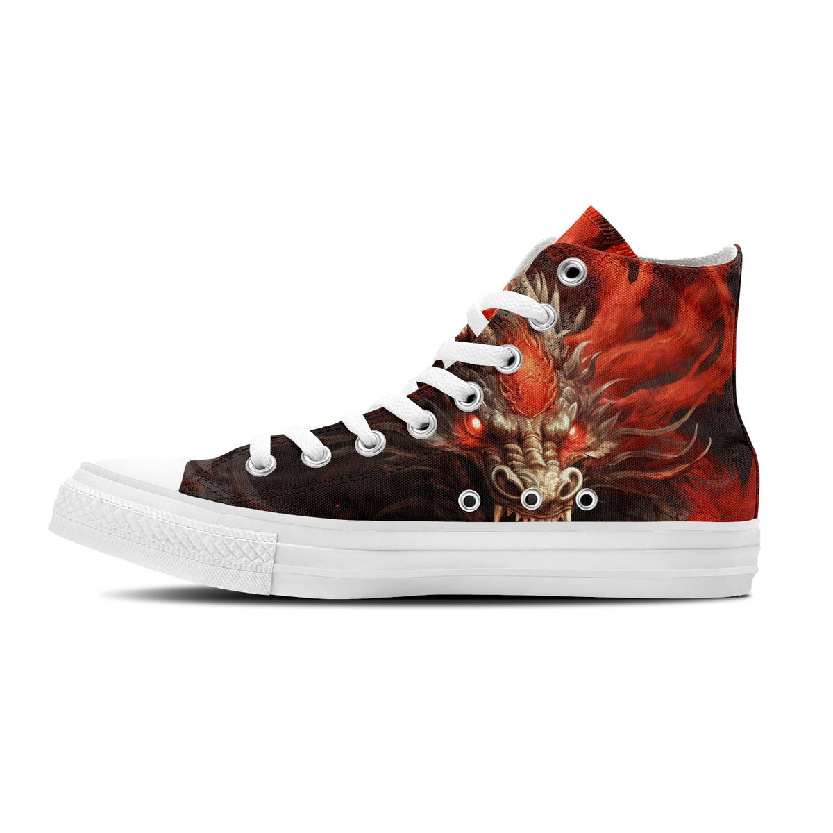 Eleva tu estilo con estas zapatillas de lona de media caña inspiradas en dragones: una declaración de moda unisex