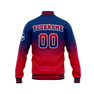 Chaqueta universitaria personalizada estilo Letterman para hombres-mujeres y jóvenes-color azul marino y rojo