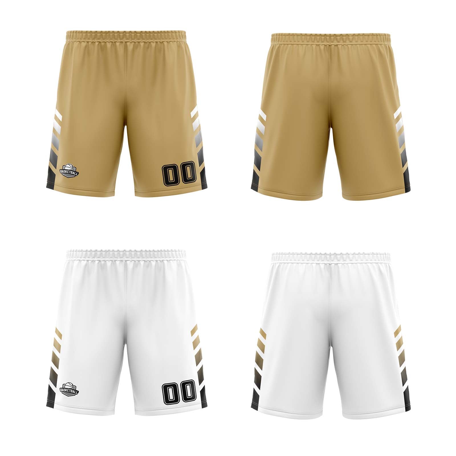 Traje de baloncesto reversible personalizado en dorado-blanco y negro para adultos y niños