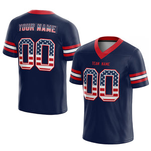 custom authentic football jersey navy-red-white mesh size 7x