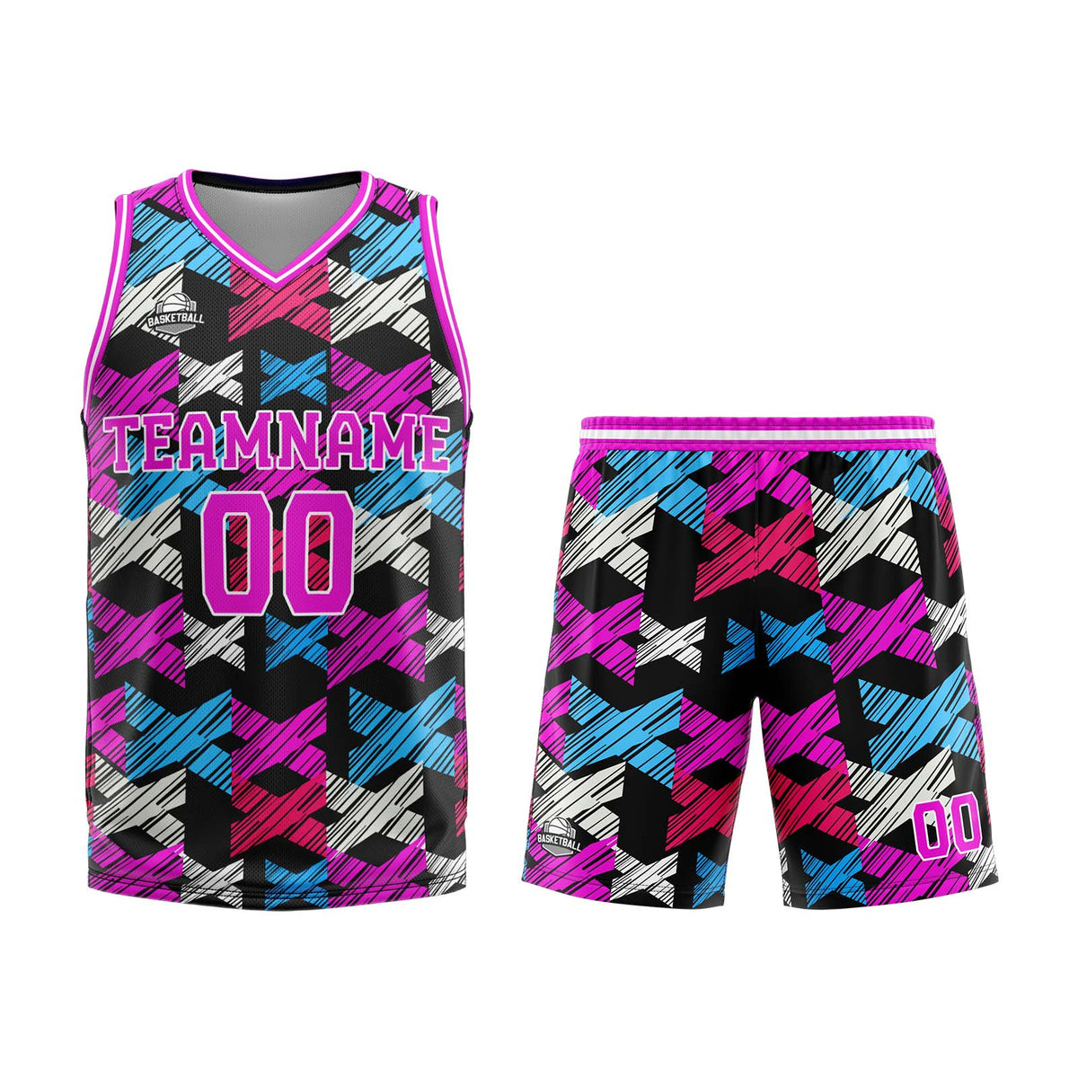 Uniforme de baloncesto rosa palo personalizado con tu logotipo-nombre y número impresos