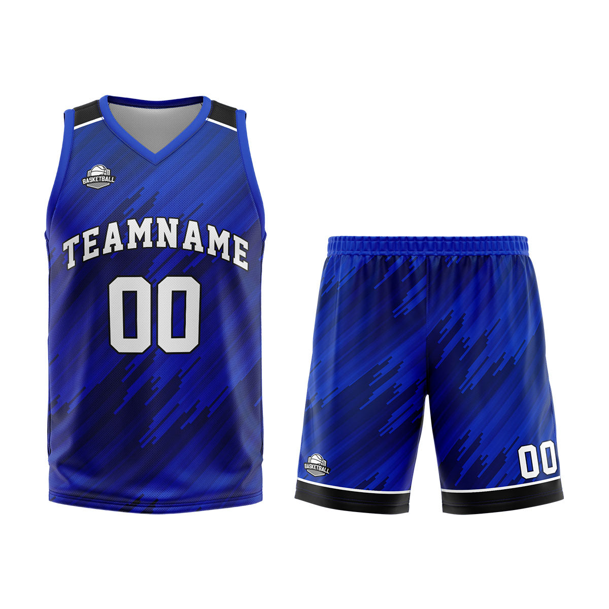 Uniforme de baloncesto azul marino personalizado con su logotipo-nombre y número impresos