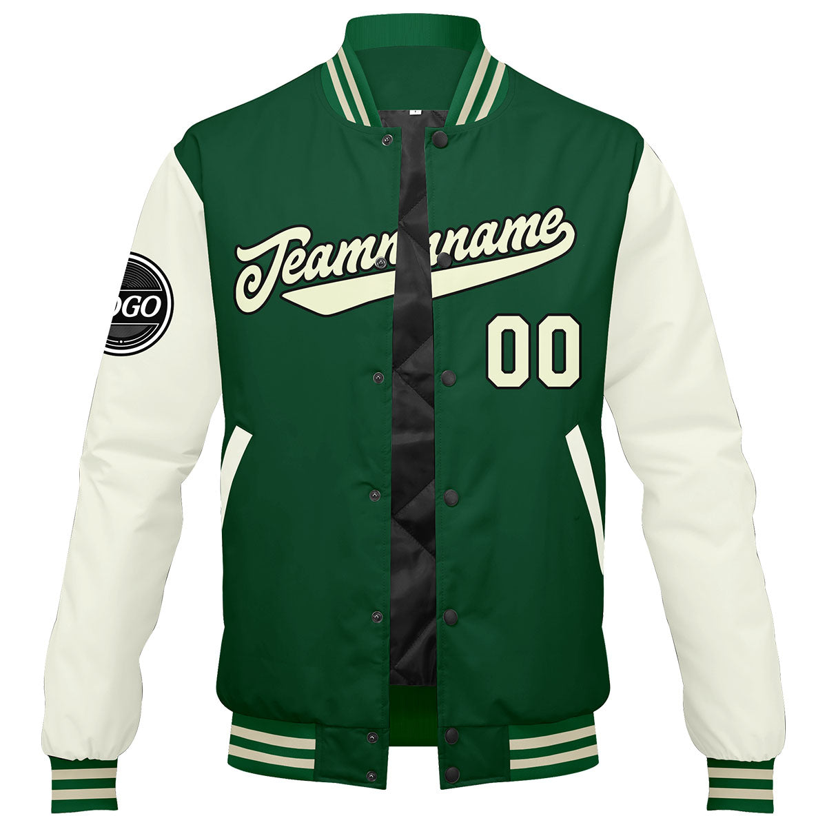 Chaqueta universitaria personalizada estilo Letterman para hombres-mujeres y jóvenes-color verde crema