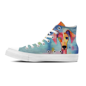 Whimsical Whiskers: Zapatillas unisex de lona de media caña: Adéntrate en el artístico mundo de la elegancia felina con cautivadores estampados de gatos para hombres y mujeres