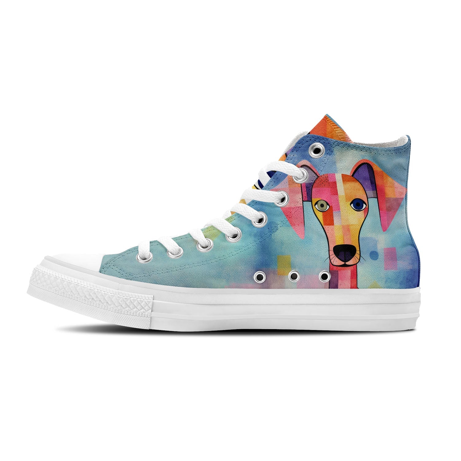 Whimsical Whiskers: Zapatillas unisex de lona de media caña: Adéntrate en el artístico mundo de la elegancia felina con cautivadores estampados de gatos para hombres y mujeres