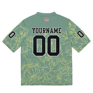 Camiseta de fútbol personalizada con nombre y número del equipo bordados-color verde grisáceo y amarillo