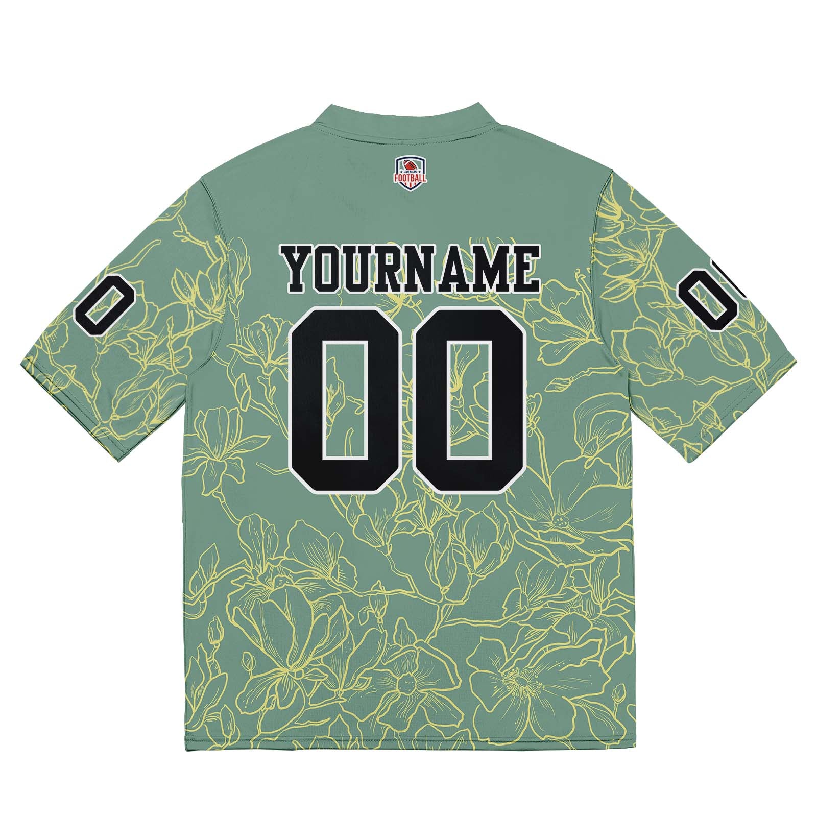 Camiseta de fútbol personalizada con nombre y número del equipo bordados-color verde grisáceo y amarillo