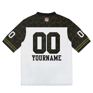 Camiseta de fútbol personalizada con nombre y número del equipo bordados-en blanco-negro y verde oscuro