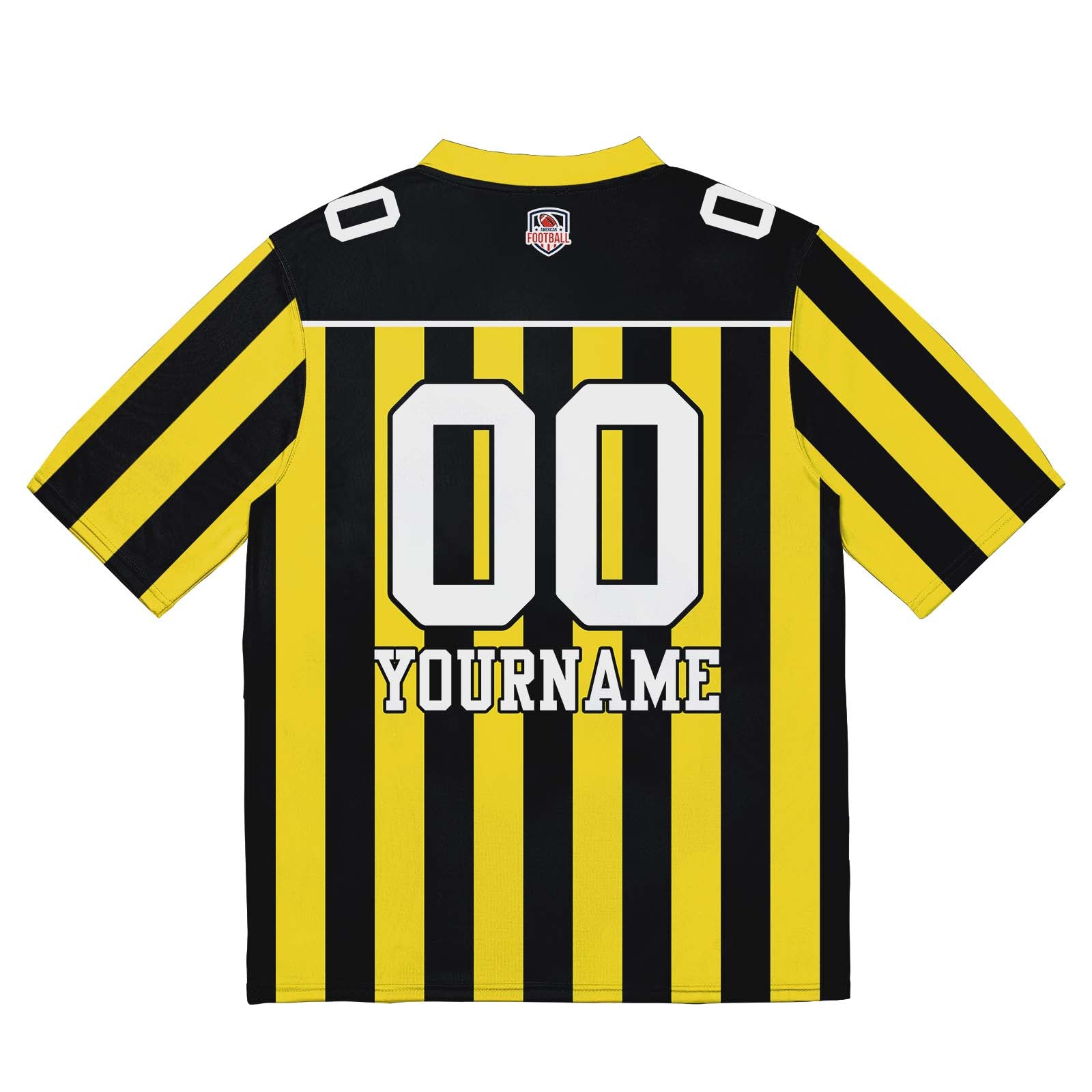 Camiseta de fútbol personalizada con nombre y número del equipo impresos y bordados-color amarillo y negro