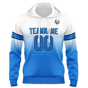 Sudadera con capucha personalizada con degradado para hombre-mujer-niña o niño Estampa tu logotipo-nombre y número en blanco y azul