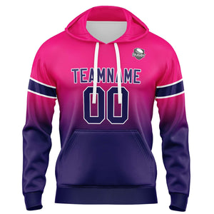 Sudadera con capucha personalizada con degradado para hombre-mujer-niña o niño Estampa tu logotipo-nombre o número en rosa y morado oscuro