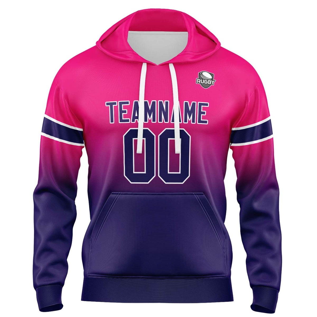 Sudadera con capucha personalizada con degradado para hombre-mujer-niña o niño Estampa tu logotipo-nombre o número en rosa y morado oscuro