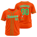 Camiseta de béisbol personalizada con diseño bordado & estilo hip hop & color naranja y verde