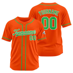 Camiseta de béisbol personalizada con diseño bordado & estilo hip hop & color naranja y verde