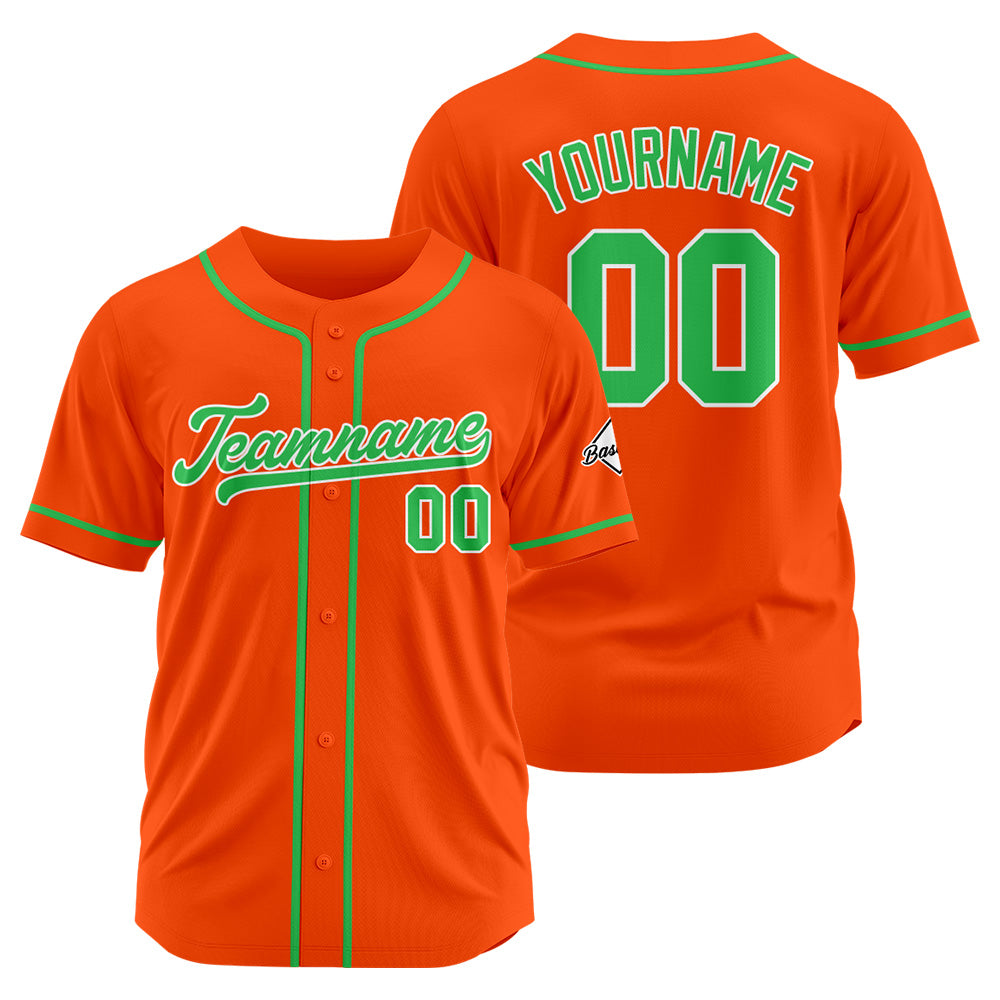 Camiseta de béisbol personalizada con diseño bordado & estilo hip hop & color naranja y verde