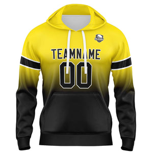 Sudadera con capucha personalizada con degradado para hombre-mujer-niña o niño Estampa tu logotipo-nombre y número en amarillo y negro
