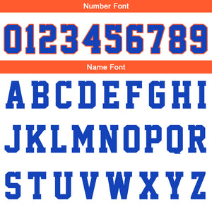 Uniforme de baloncesto personalizado en blanco-naranja y azul marino con tu logotipo-nombre y número impresos