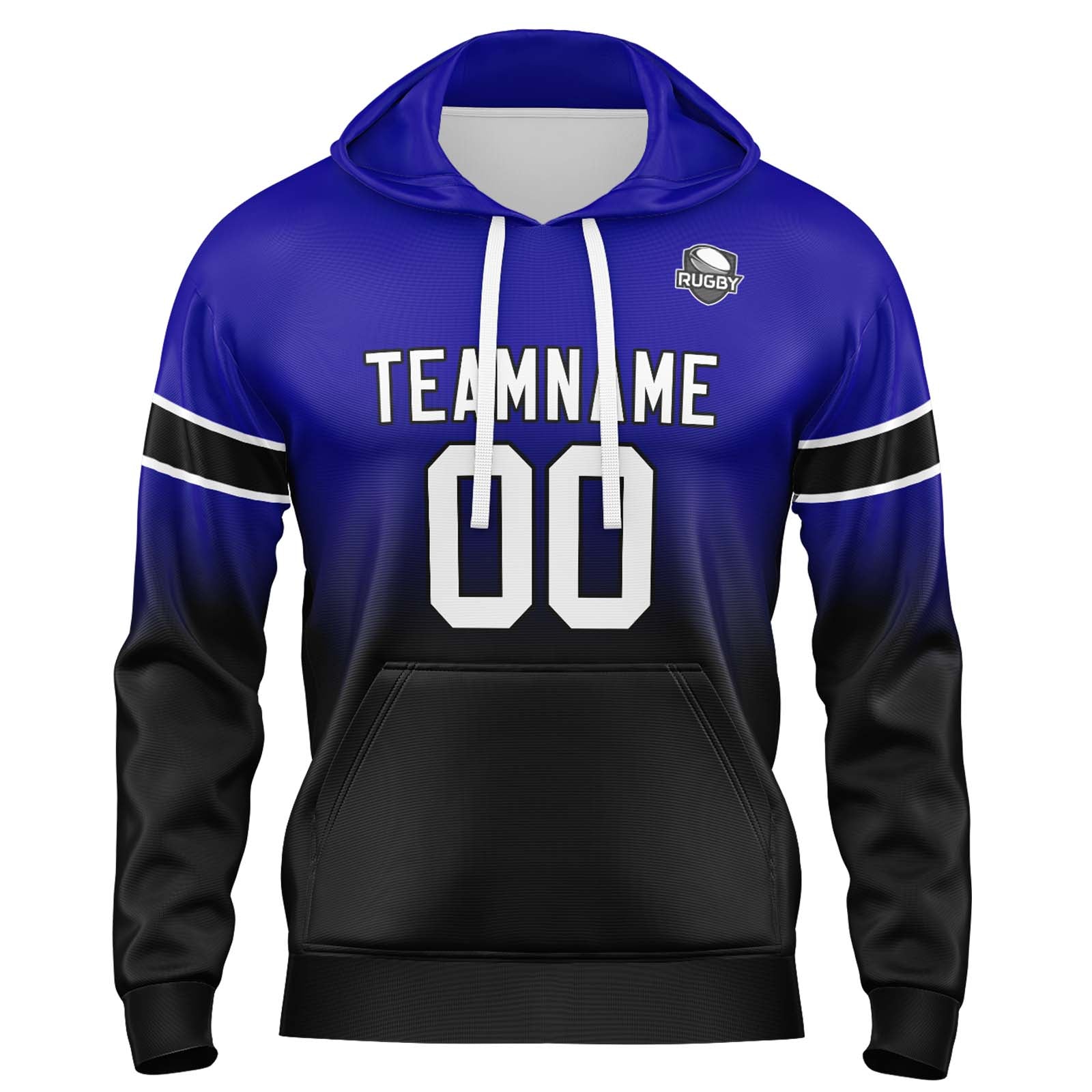 Sudadera con capucha degradada personalizada para hombre-mujer-niña o niño Imprime tu logotipo-nombre y número en azul marino y negro