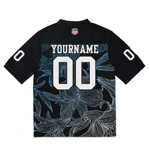 Camiseta de fútbol personalizada con nombre y número del equipo impresos y bordados-color azul degradado blanco